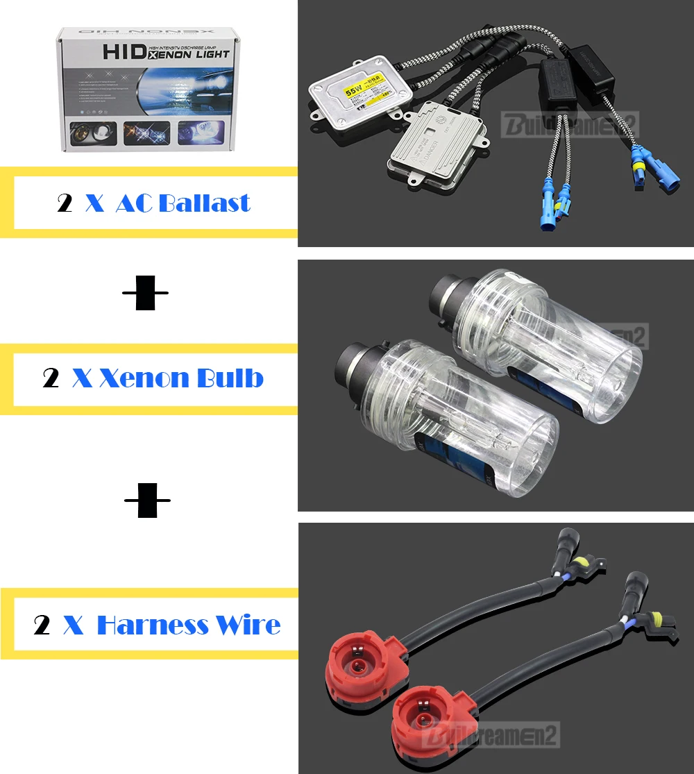 Buildreamen2 полный AC HID Xenon комплект балласт+ лампа+ жгут провода D2 D2C D2S D2R автомобильный светильник головной светильник 4300K 6000K 8000K 10000K 12V