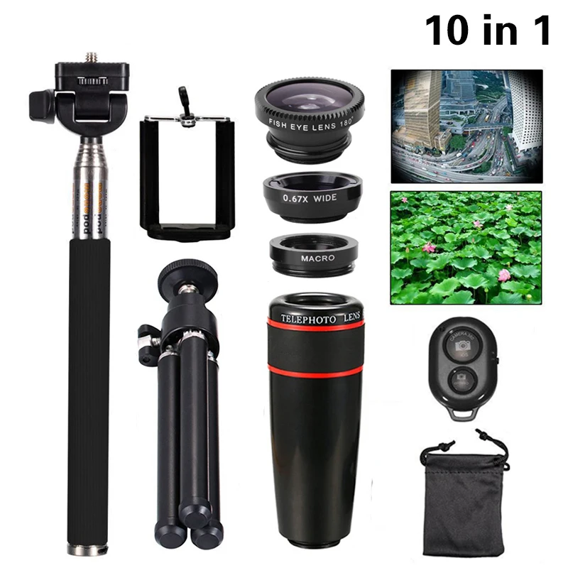 bilder für Universal 10in1 Objektiv-handy-foto-objektiv Kit 8x Tele Lentes Fisheye Weitwinkelmakroobjektiv Selfie Mini Stativ Für iPhone 7 6 6 s bilder für Universal 10in1 Objektiv-handy-foto-objektiv Kit 8x Tele Lentes Fisheye Weitwinkelmakroobjektiv Selfie Mini Stativ Für iPhone 7 6 6 s