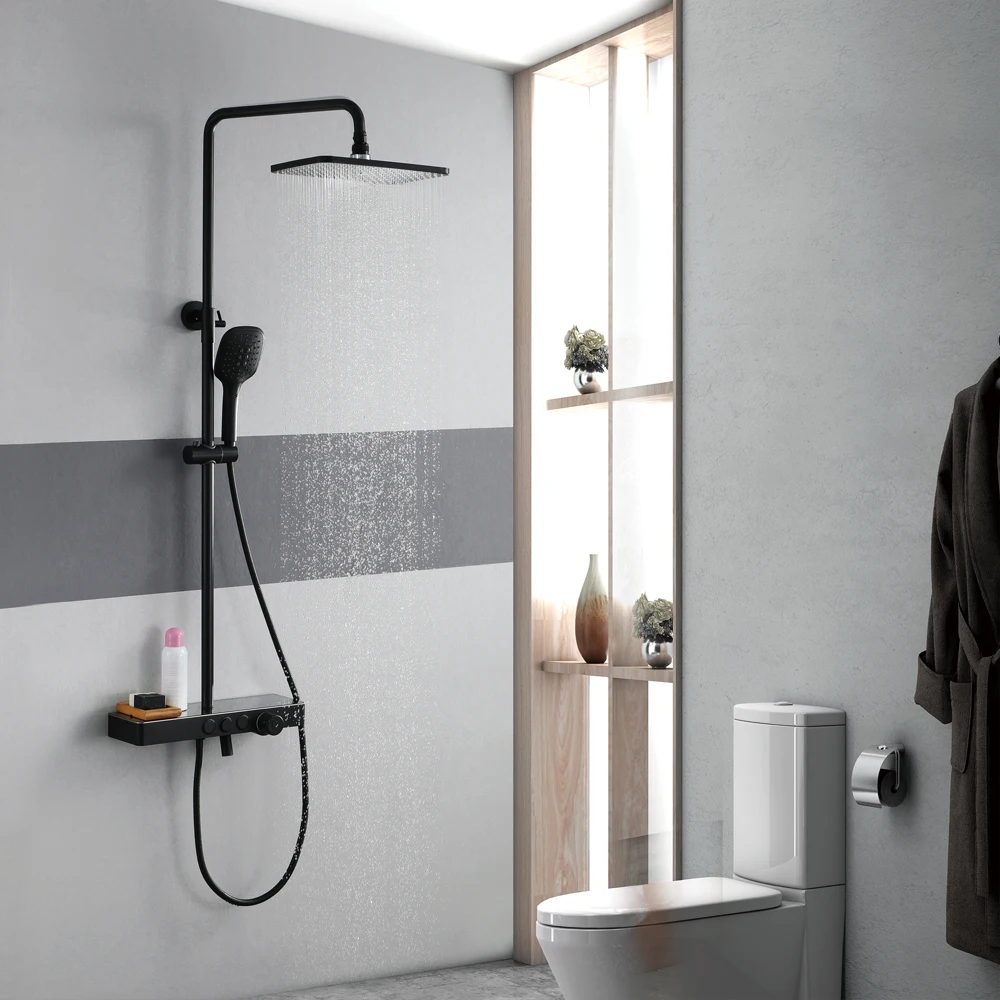 Beste HIEDDP Bad Douche Kraan Messing Regendouche Muur Bad Douche Kranen Waterval Muur Badkamer Douche Mengkraan Set