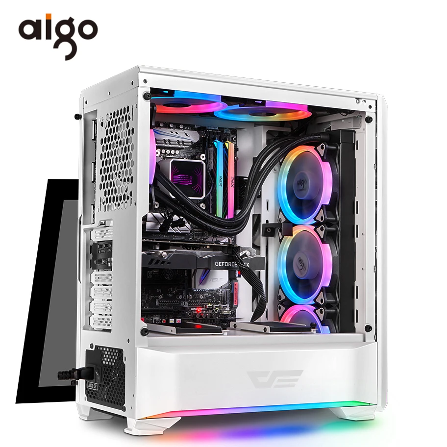Aigo Tempered Glass Computer Case for Home Office Gaming Desktop PC Computer Chassis Case ATX M-ATX ITX USB Audio Computer Case Aigo Tempered Glass Computer Case for Home Office Gaming Desktop PC Computer Chassis Case ATX M-ATX ITX USB Audio Computer Case
