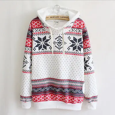 

Christmas Hoodies Women Pullovers 2018 Harajuku Deer Snowflake Printed Sweatshirts Female Tracksuit Tops Sudaderas Mujer