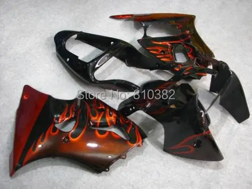 

Motorcycle Fairing kit for KAWASAKI Ninja ZX6R 00 01 02 ZX6R 636 2000 2001 2002 Orange flames black Fairings set +7 gifts SL67