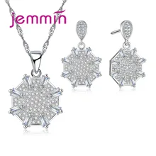 Роскошные серебряные Свадебные Ювелирные наборы для женщин модные геометрические круглое ожерелье-подвеска серьги-гвоздики Наборы