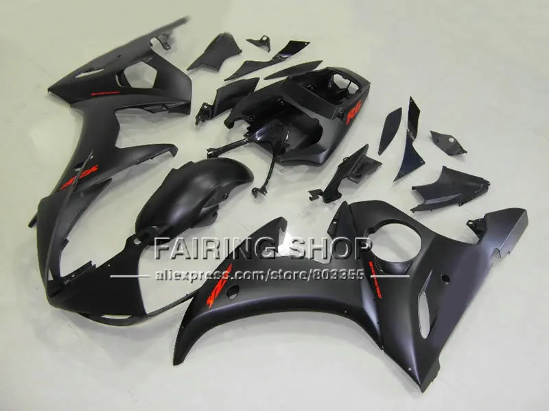 Новый комплект обтекателей для мотоцикла YAMAHA YZFR6 2003 2004 2005 матовых черных YZF R6 03 04 05
