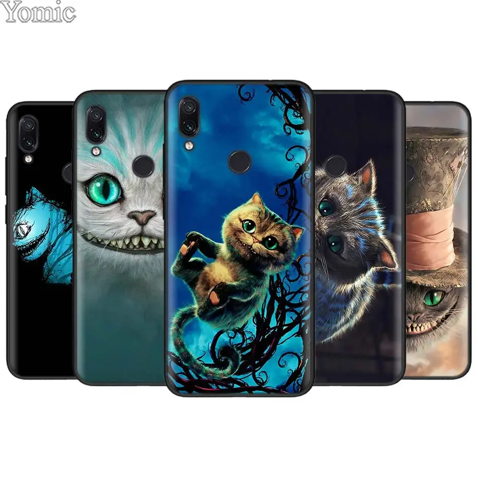 

Alice in Wonderland Cheshire Cat Black Case for Xiaomi Redmi 7 6 5 Note 7 5 6 Pro 4X 5A 6A S2 GO Poco F1 Soft Silicone Cover
