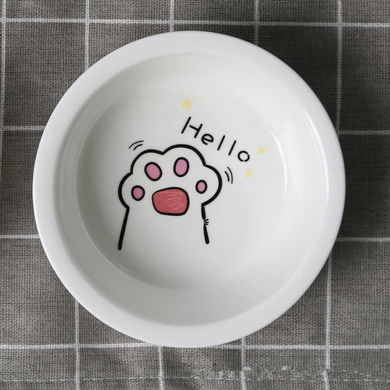 Ceramic Bowl Pet Food Supplies Cute Cat Bowl Water Basin Dog Pot Pet Drinking Eat Bowl Round Ceramic Bowl Feeders Pet Supplies