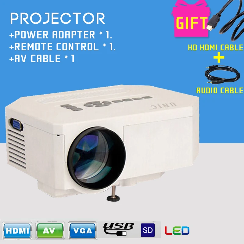 Mini LED Projector Home Cinema Theater HD Multimedia Vidieo USB TV Moive US