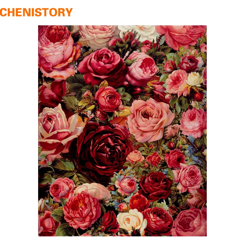 

CHENISTORY Romantic Rose Flower Diy Painting By Numbers Modern Wall Art Picture Unique Gift For Wedding Decoration 40x50cm Arts