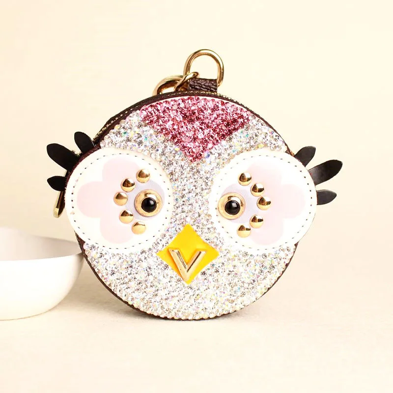 Милая сова курица кристалл мультфильм аниме брелок-Кошелек для монет кулон из искусственной кожи цепочка для ключей бумажник для женщин сумка Шарм
