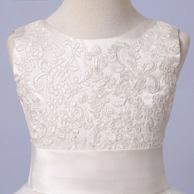 FADISTEE/Новое поступление; красивое белое фатиновое платье с цветочным узором для девочек; кружевное платье с аппликацией для маленьких девочек;