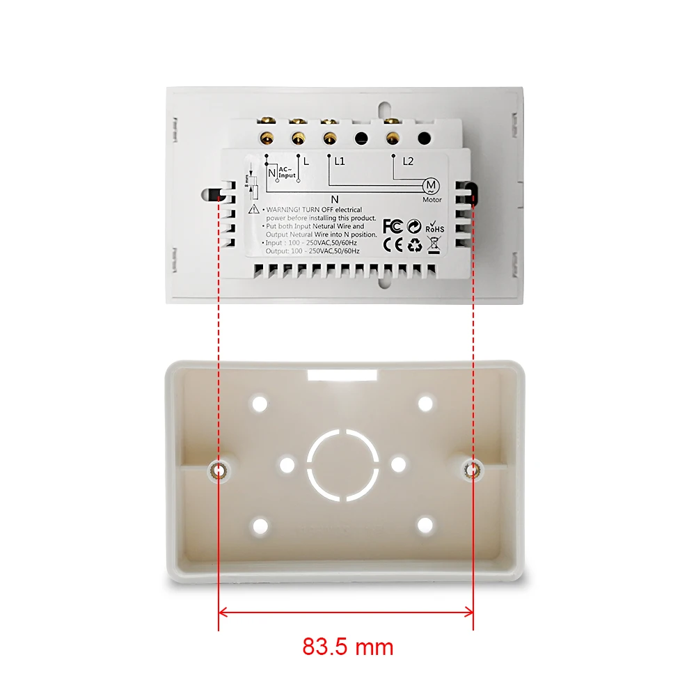 118*72 мм Настенная распределительная коробка для штор глухих переключателей белого цвета Установочная коробка для стандарта США WiFi переключатель штор