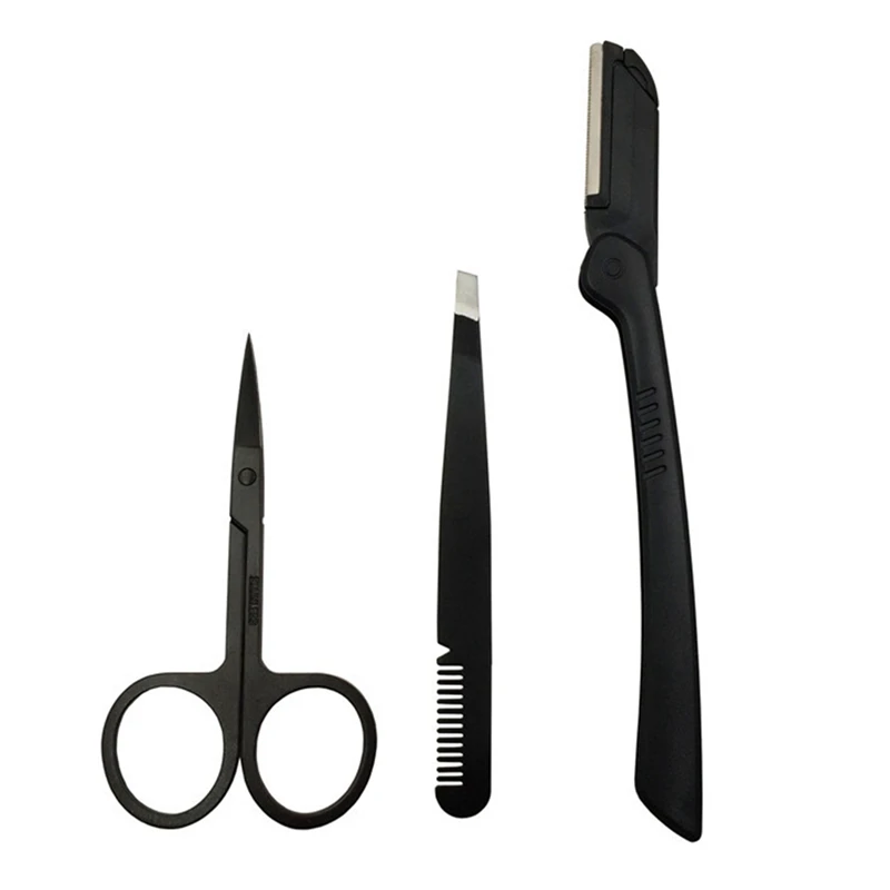 

3PCS Eyebrow Trimmer Shaving Tweezers Eyebrow Stencils Cosmetic Tools Eyes Makeup Set Beauty Essential