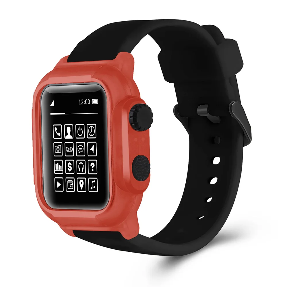 Силиконовый спортивный водонепроницаемый чехол для Apple Watch Series 5 4 3 2 с сменным ремешком 42 мм 44 мм 40 мм аксессуары для часов