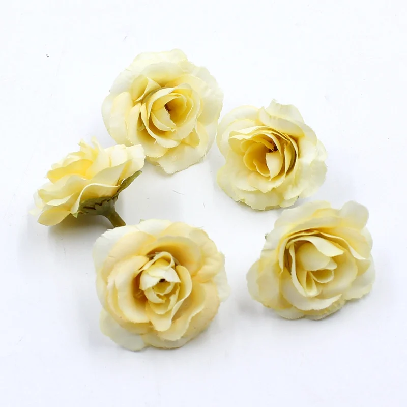 5pcs/bag 4cm artificial flower silk rose flower head wedding party home decoration DIY wreath scrapbook craft fake flower