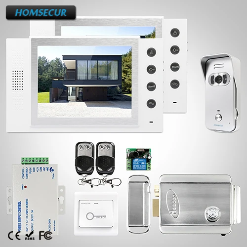 

HOMSECUR 8" Wired Video&Audio Smart Doorbell Electric Lock+Keys Included 1C2M :TC021-S Camera(Silver)+TM801-W Monitor(White)