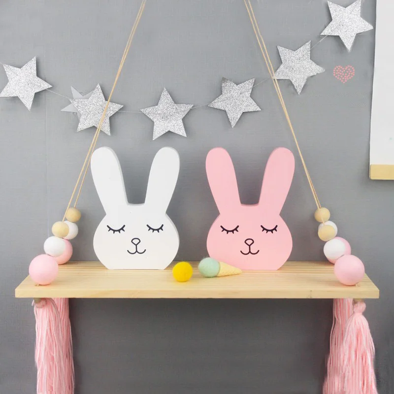

Cute Wooden Bunny Children's Room Decoration Accessories Rabbit Ornaments Bedroom Decor Figurine Home Decoration Photo Props