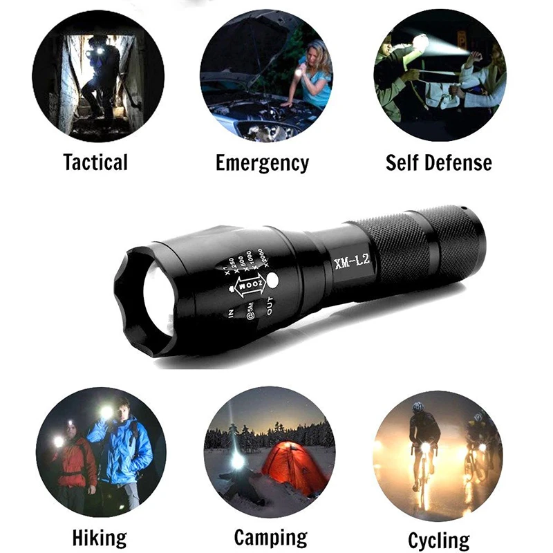 Lanternas e Lanternas tático levou tocha zoom cree Lumens : 8000lm