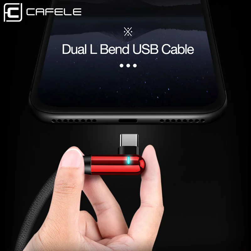 Cafele Lighting USB кабель для iPhone Micro type C 1,2 A 1,8 м двойной l-образный кабель для передачи данных для iPhone 6 7 8 X XS MAX XR игровой кабель