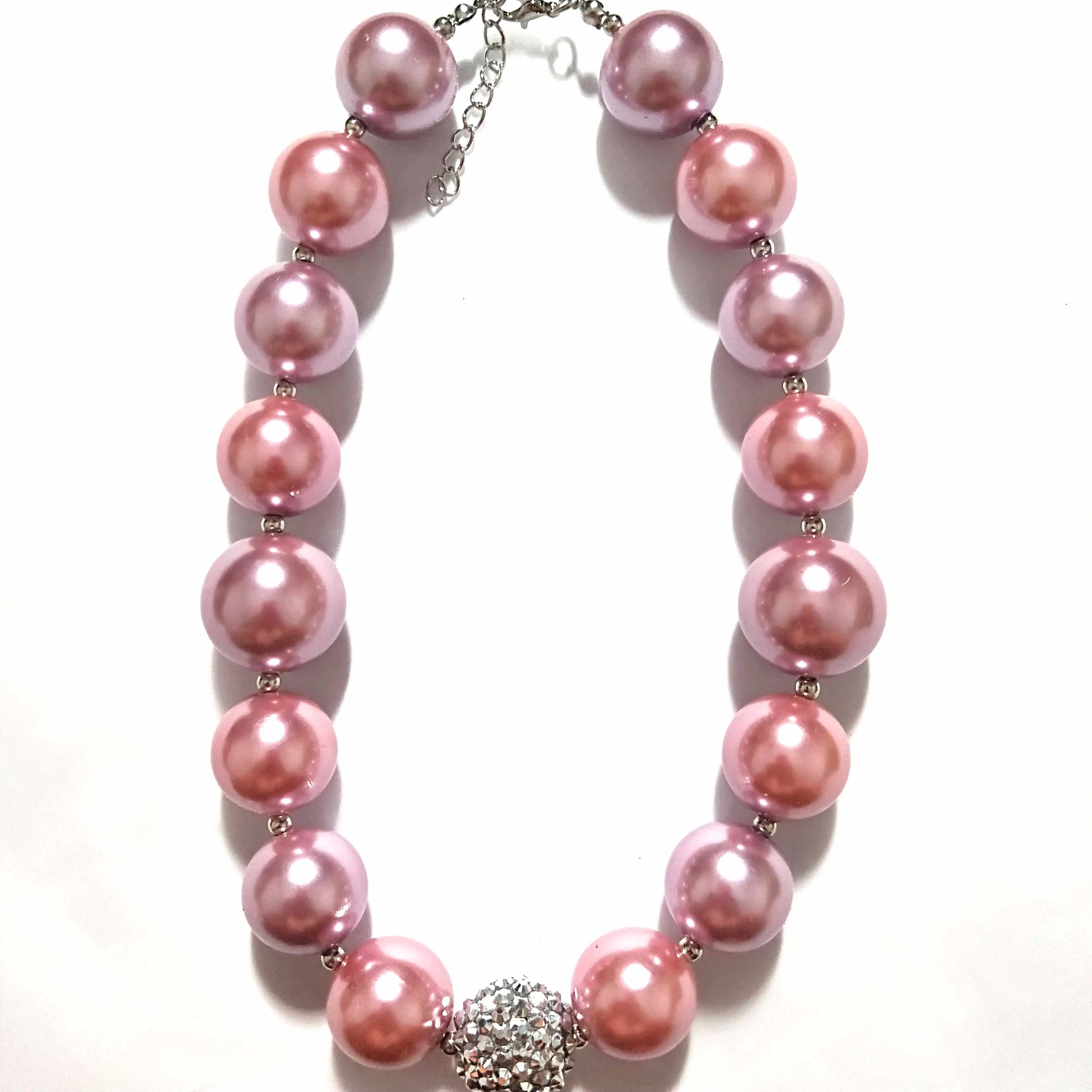

New Arrival Girls Love Chunky Bead Necklace Pearl Beads Hand Made Strand Kids Bubblegum Necklace Birthday Gift Jewelry For Child