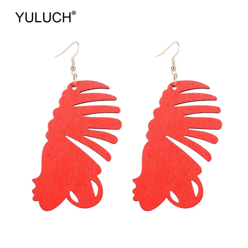 

YULUCH African Women Girls Wooden Drop Earrings Original Ethnic Personality Portrait Statement Earings Pendant Jewelry For Party