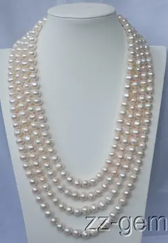 

100'' natural 10mm White Round FW pearl necklace