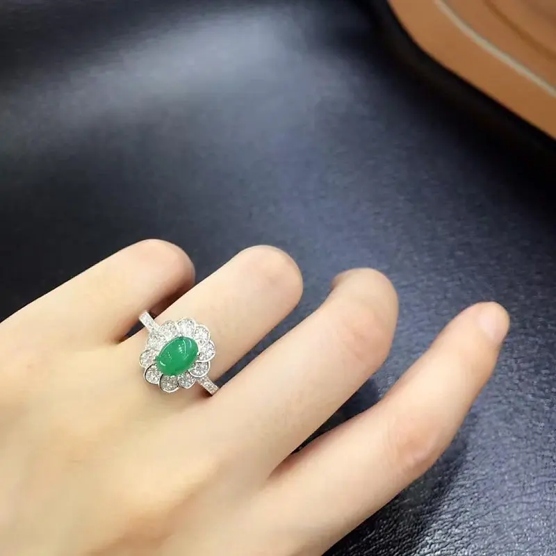 

2017 New Jewelry Qi Xuan_Fashion Jewelry_Colombia Green Stone Flower Rings_S925 Solid Silver Woman Rings_Factory Directly Sales