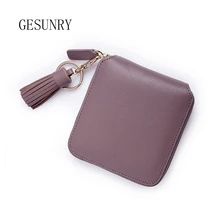 GESUNRY 3 Farben Fashion echtes leder Frauen Short Brieftaschen Aus Echtem Leder Mini Luxus Reißverschluss Geldbörse Reisebrieftasche