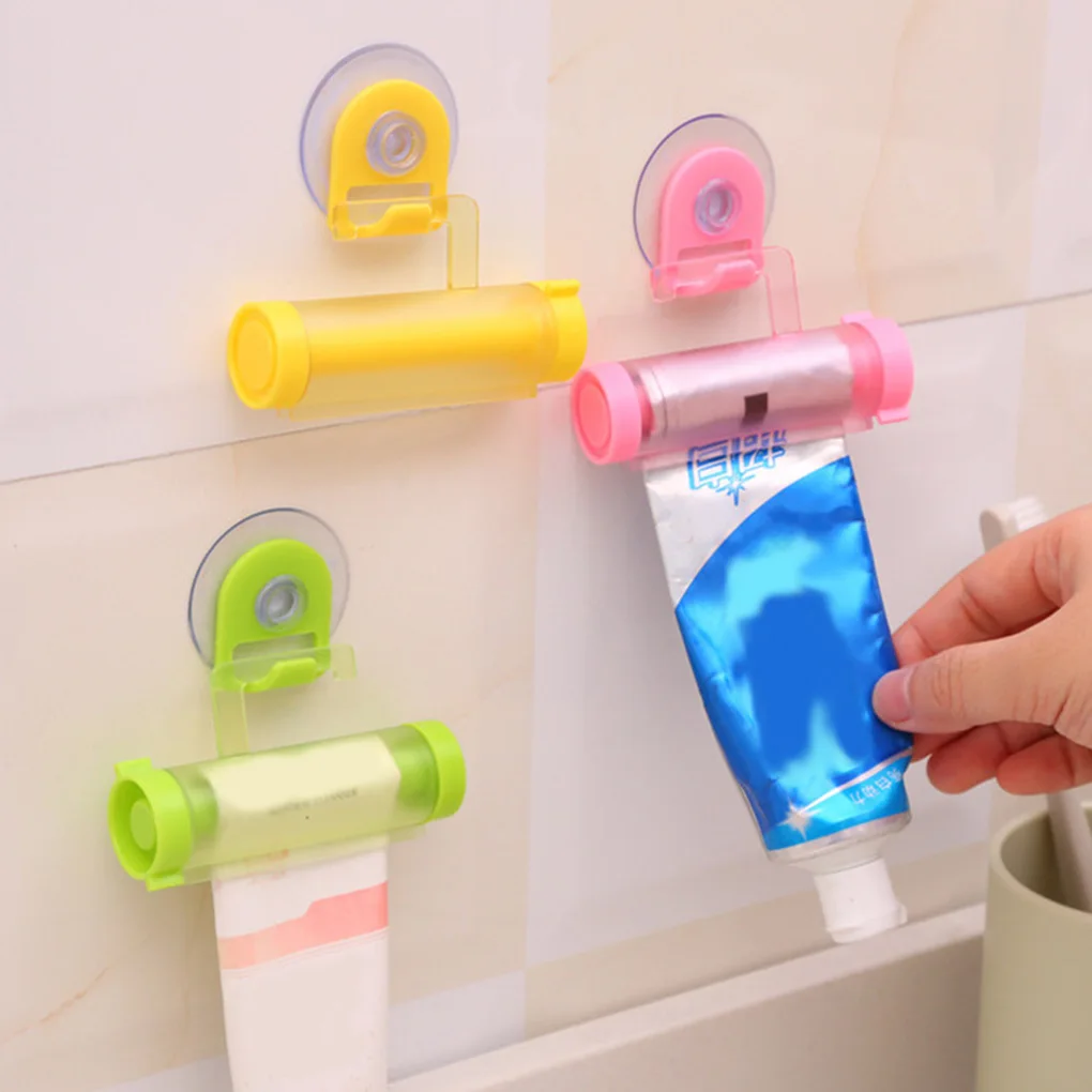 

Plastic Toothpaste Dispenser Tube Partner Sucker Hanging Toothpaste Storage Hanging Rack Organizer Squeezer Random Color