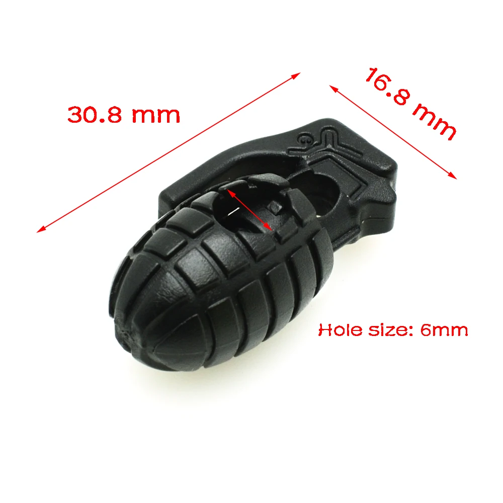 

20pcs/pack Grenade Style Plastic Cord Lock Stopper Black For Paracord/Shoe Lace Free Shipping