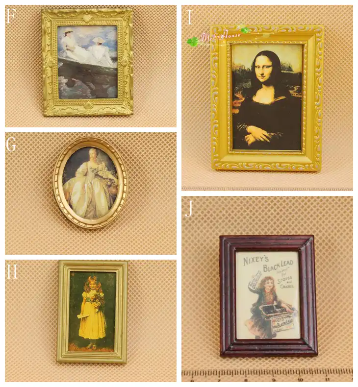 Vintage Miniature Dollhouse Framed Wall Painting 1:12 Doll Home Decor PNW JQ
