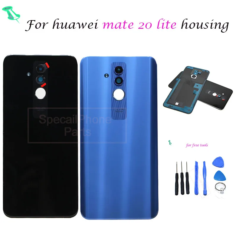 

For Huawei Mate 20 Lite Glass Back housing +Glass Lens+Flash For Huawei Mate 20 Lite Battery Cover Case Housing