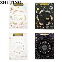 Starry Sky A4 Clipboard Acrylic File Folder Writing Pad Document Holder School Office Supplies Stationery Writing Clipboard ezone cartoon a4 print clipboard kawaii clip paper writing pad candy color file folder school office stationery clip supplies