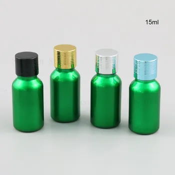 

Refillable Green Glass Essential Oil Bottles Container with Orifice Reducer Aluminium Black Gold Silver Lids 15ml 20ml 12pcs