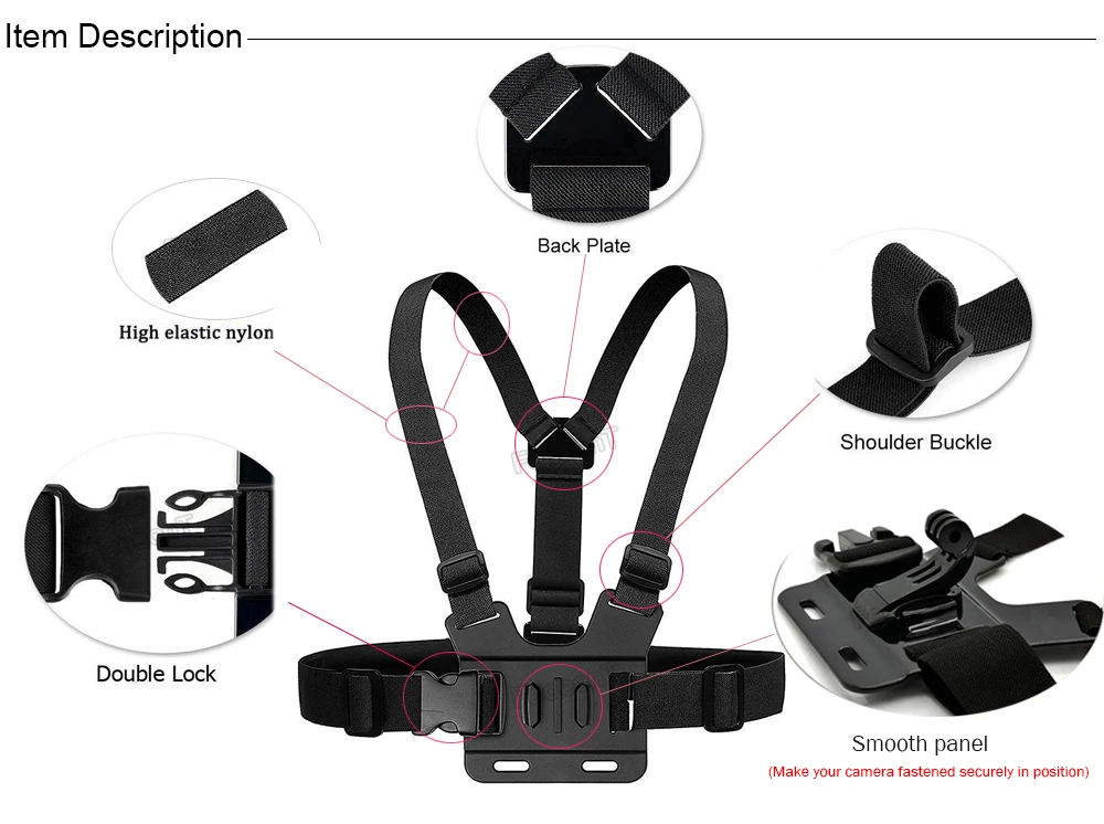 Камера нагрудная головка ремень жгут крепление j-крюк наборы крепление для Gopro Hero 7 6 5 4 Xiaomi yi 4K Экшн-камера SJcam Спортивная камера