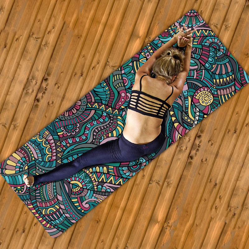 

2019 Ultra-light Folding Yoga Mats Printed Mandala 1mm Suede Natural Rubber Anti Slip Pilates Blankets Multiple Uses