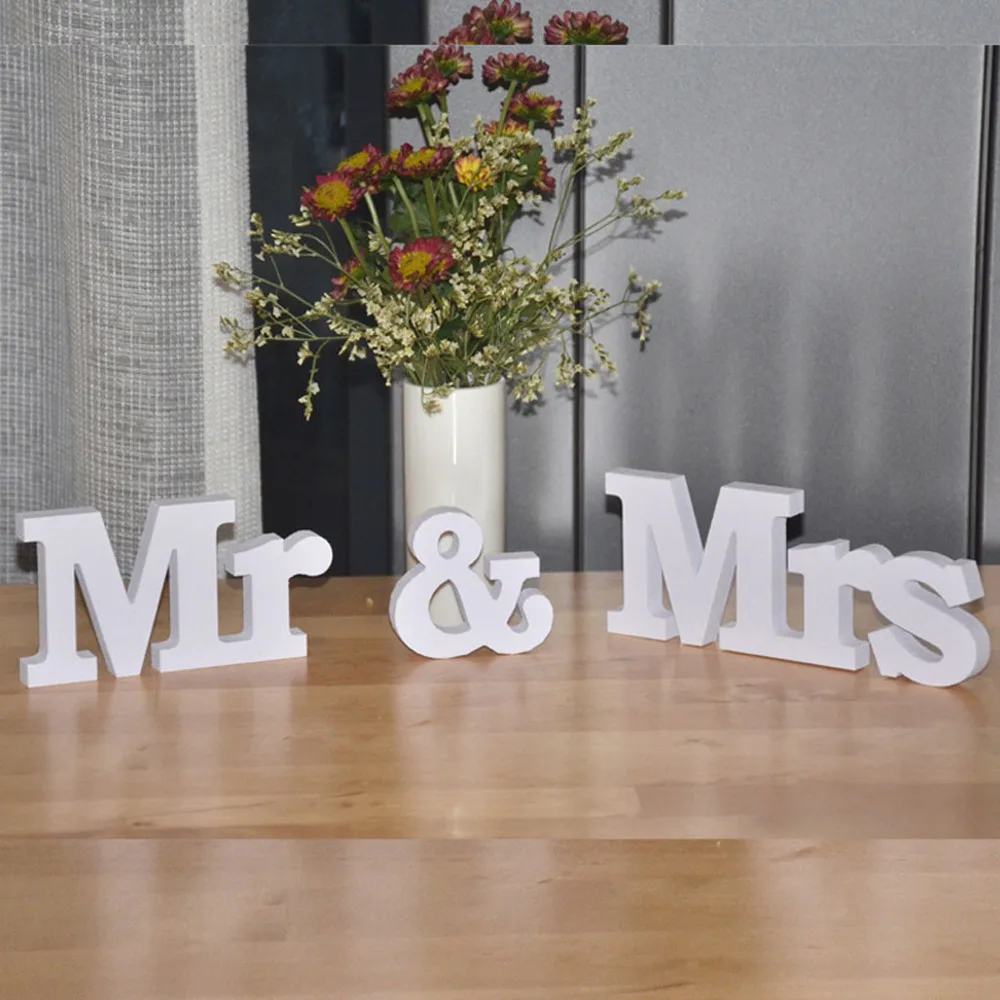 Белая буква Mr And Mrs деревянная стойка верхнее украшение свадебного