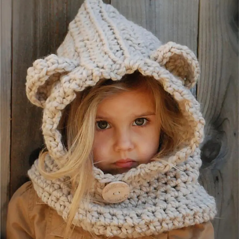 Новые От 1 до 6 лет для маленьких девочек шапки ручной работы детские зимние шапки wrap шапка-шарф с лисой милые осенние детские шерстяные