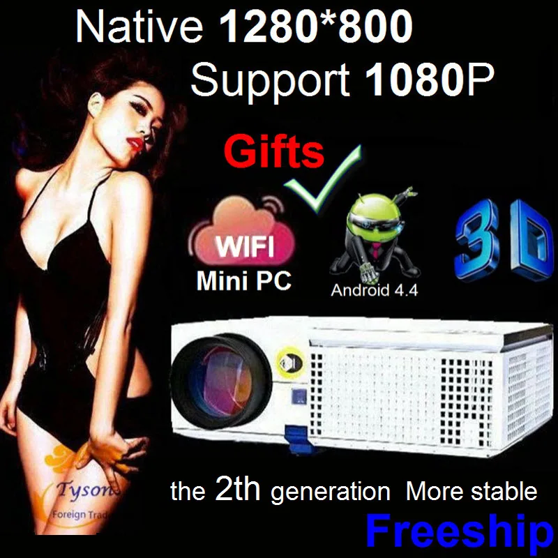 Newest Upgrade LED projector HD Support 1920x1080 Home theater projector with Optional WIFI Mini PC Android