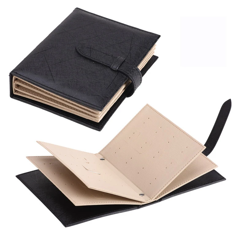 

Hot Sale Jewellery Organizer Women Stud Earrings Collection Book PU Leather Earring Storage Box Creative Jewelry Display Holder