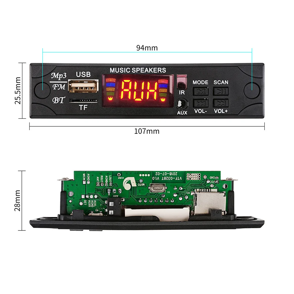 AIYIMA 12 в MP3 декодер доска цветной экран без потерь Bluetooth музыкальный плеер USB TF FM