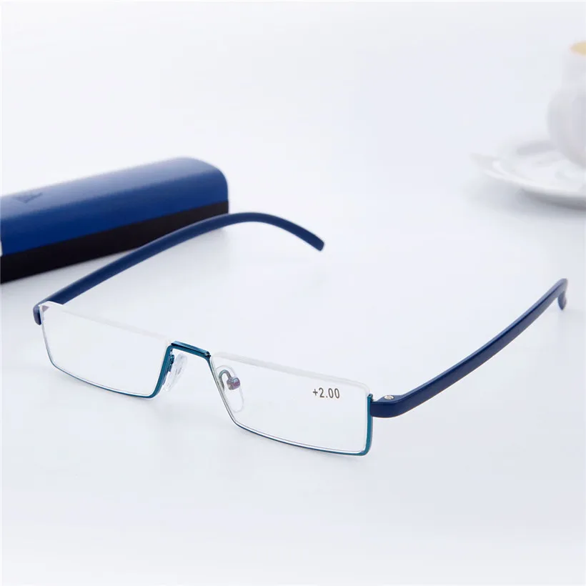 

Men Reading Glasses Tr90 Half Frame Eyeglasses Semi Rimless Reader Reading Glasses Portable Presbyopia Reading Eyewear With Case