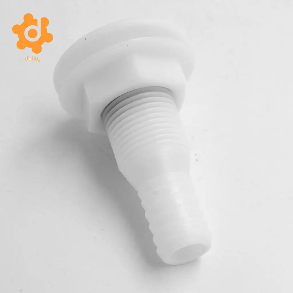 White Plastic Thru-Hull Bilge Pump and Aerator Hose Fitting for 3/4' Hose