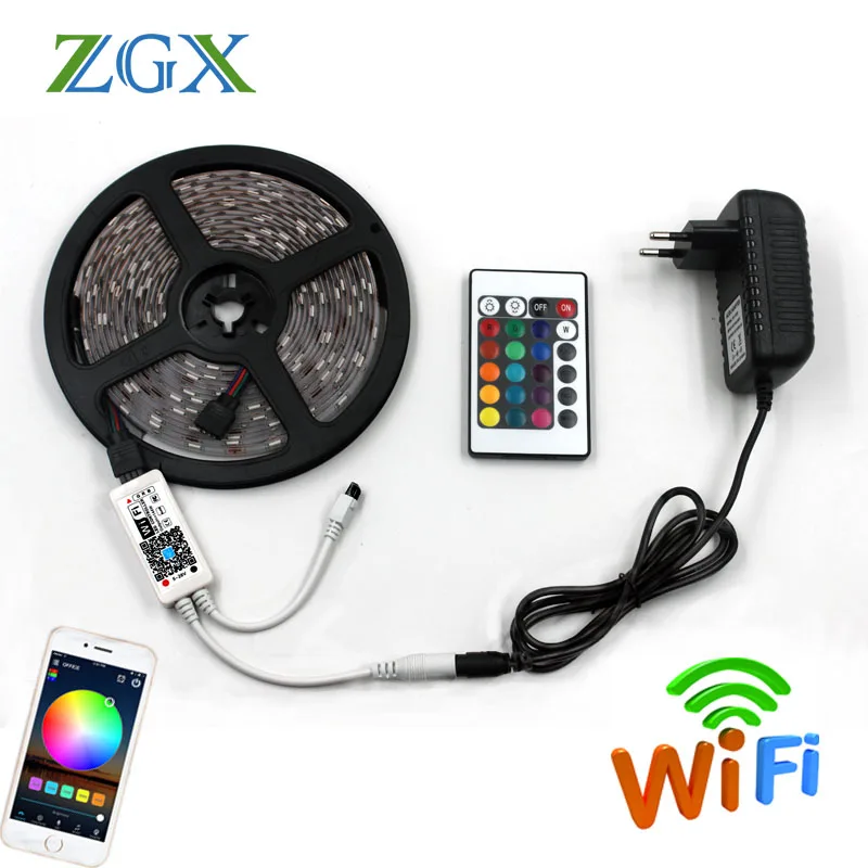 5050 RGB светодиодные полосы света WIFI контроллер неоновая лампа 5 м