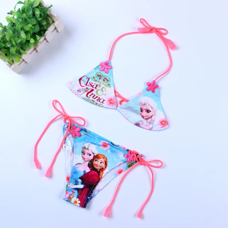 

C45 2-8Y Two Pieces Baby Girls Elsa Anna Sophia Little Girl Swimsuit Children Bikini Sets Kids Cartoon Swimwear Costumes