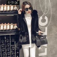 Ptslan 2016 Women’s Real Lamb Fur Full Pelt Jacket Long Coat