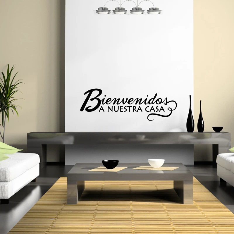 Виниловые испанские настенные наклейки Kililaya DIY Quote Bienvenidos A Nuestra Casa настенная
