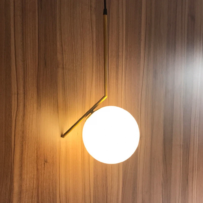 20 см современный стеклянный шар подвесной светильник круглый железный светильник металлический светильник дизайнерский стеклянный блеск