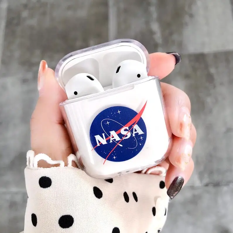 Luxury Brand Cartoon Transparent Earphone Cases For Apple Airpods Shockproof Cover PC Hard Earphone Case Air Pods Protection