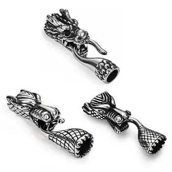 

Viking Beads Stainless Steel Dragon Head Clasps Hook Connectors Leather Cord Bracelet Bangle Wristband DIY Jewelry Accessories
