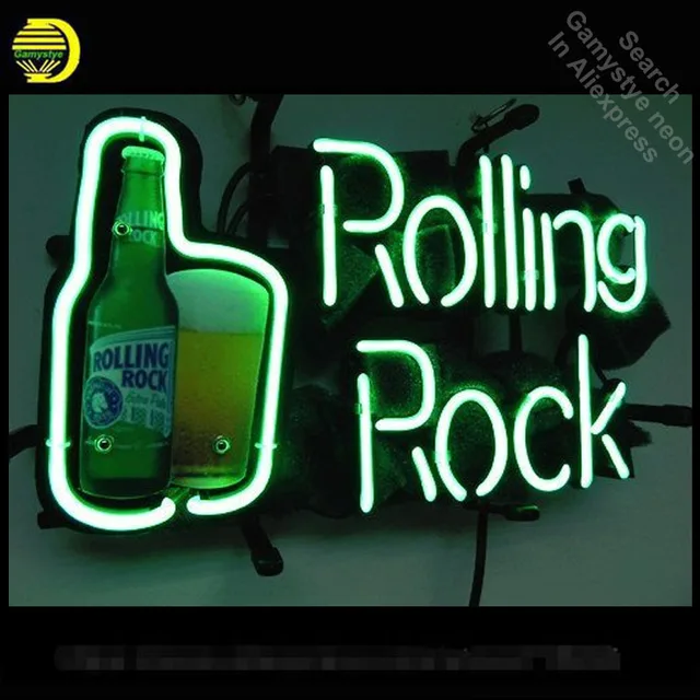 neon sign for rolling rock neon bulbs sign beer bar pub paint bottle